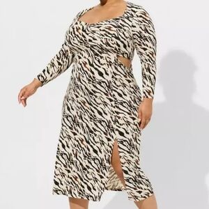 Torrid Plus Size Maxi Studio Knit Dress Zebra print with side slits Size 3